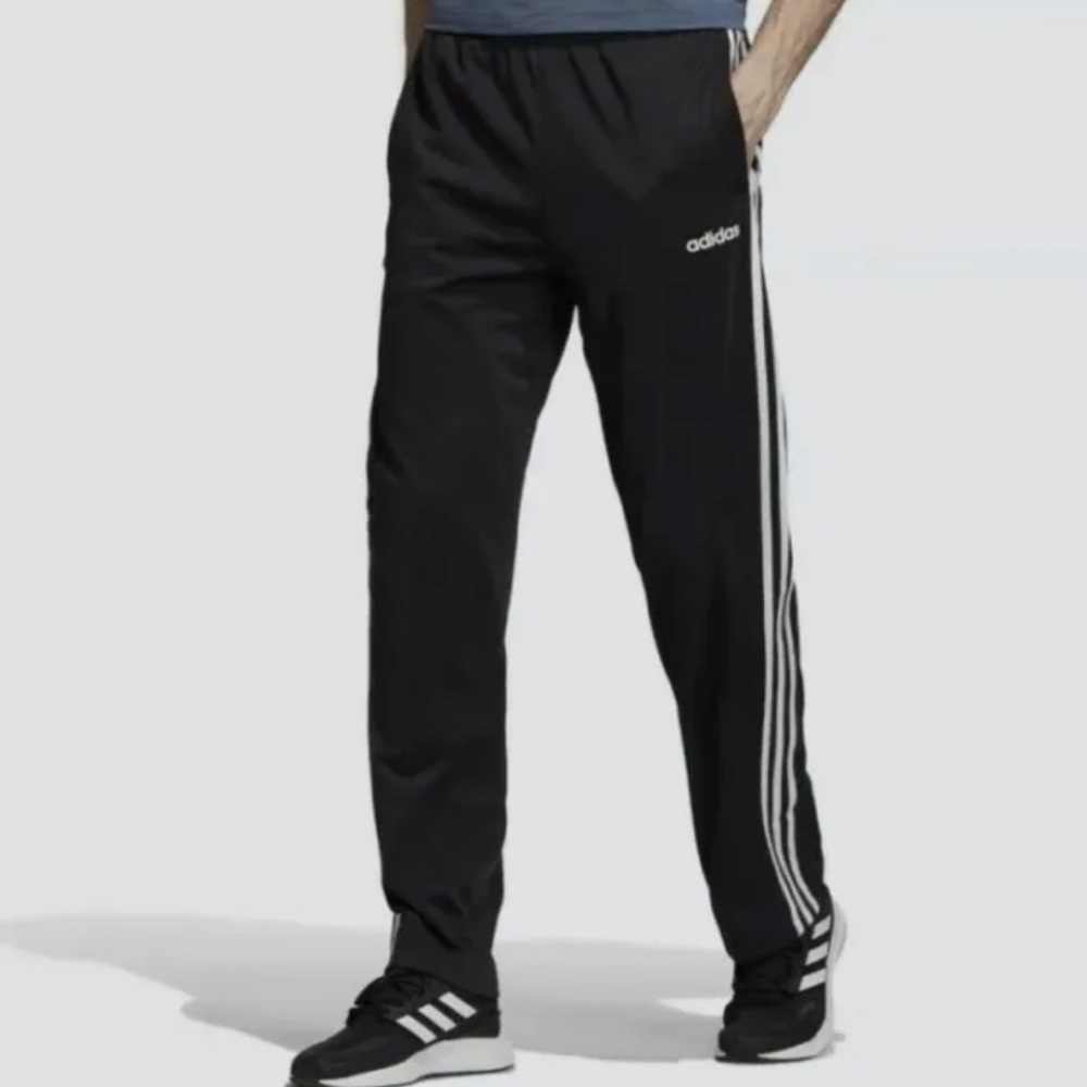 NWT - Mens ADIDAS Black Athletic Pants BK7402  (4XLT) Tall White Stripes